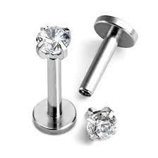 3 st Labret Piercing med sten, Kirurgiskt Stål.