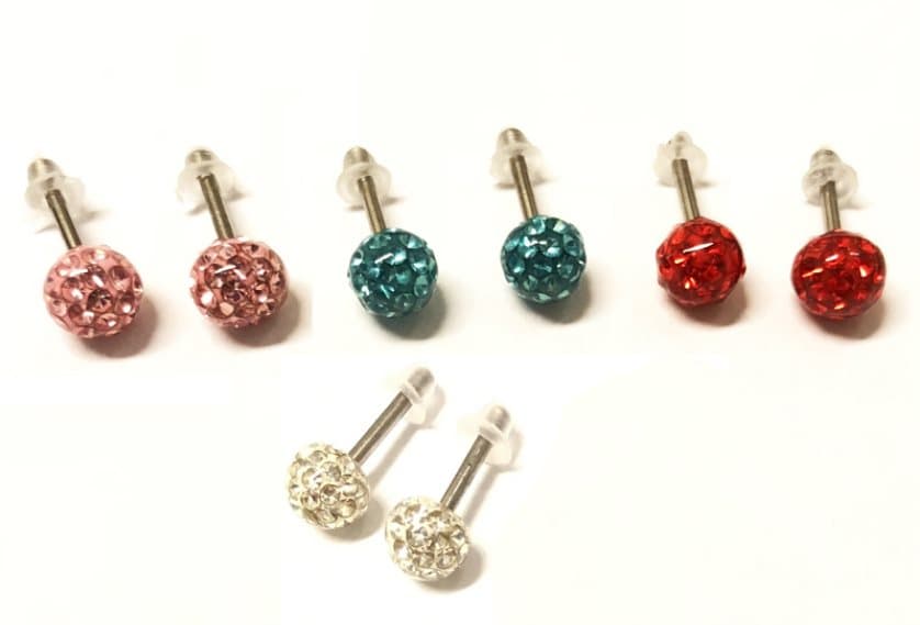 100% Allergivänliga Titan örhängen med stenar runtom (ett par)