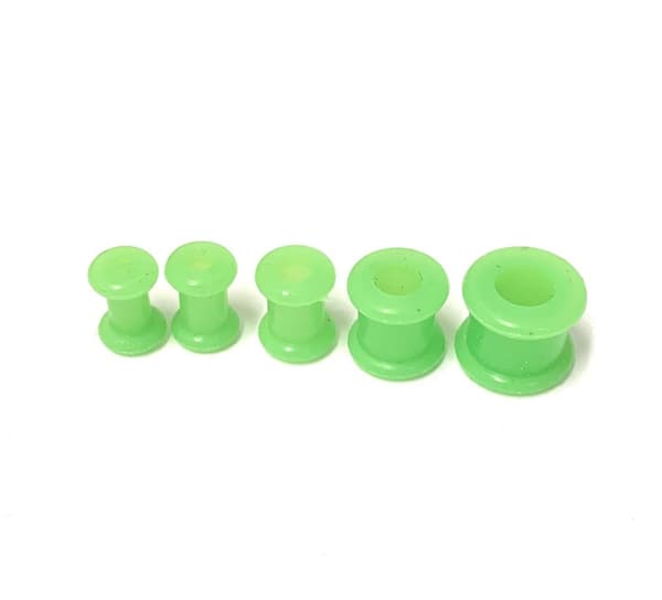 Silikon tunnlar Piercing i grön, 4mm-10mm, 5st
