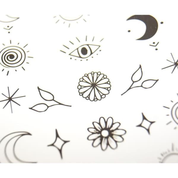 Temporära tatueringar - Global Gift - Minimalistiska symboler - Svart - Guldplätering - Vattentåliga
