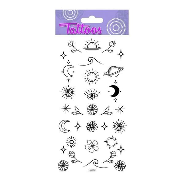 Temporära tatueringar - Global Gift - Minimalistiska symboler - Svart - Guldplätering - Vattentåliga