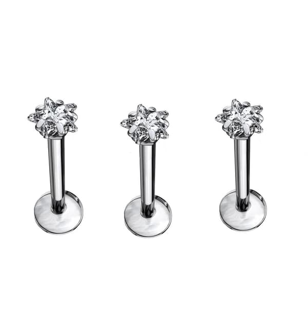 3 st Labret med sten( stjärna )