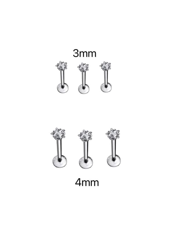 3 st Labret med sten( stjärna )