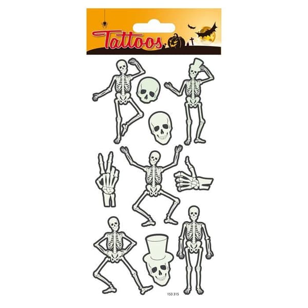 Tillfälliga tatueringar - Halloween skelett