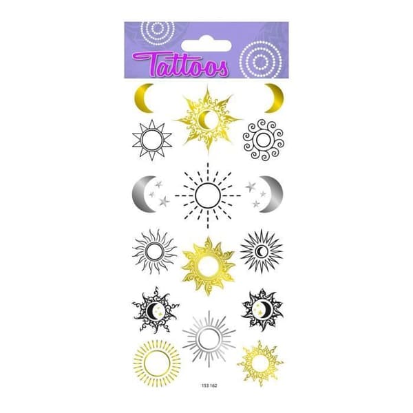 Tillfälliga tatueringar - Sol &amp; Måne - Förgyllning