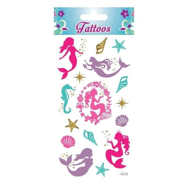 Tillfälliga tatueringar - Global Gift - Sjöjungfrur - Vattentåliga - Glitter - Mångformat