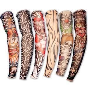 6 stilar falska armärmar tatueringar, nylon, kostym, stretchklänning