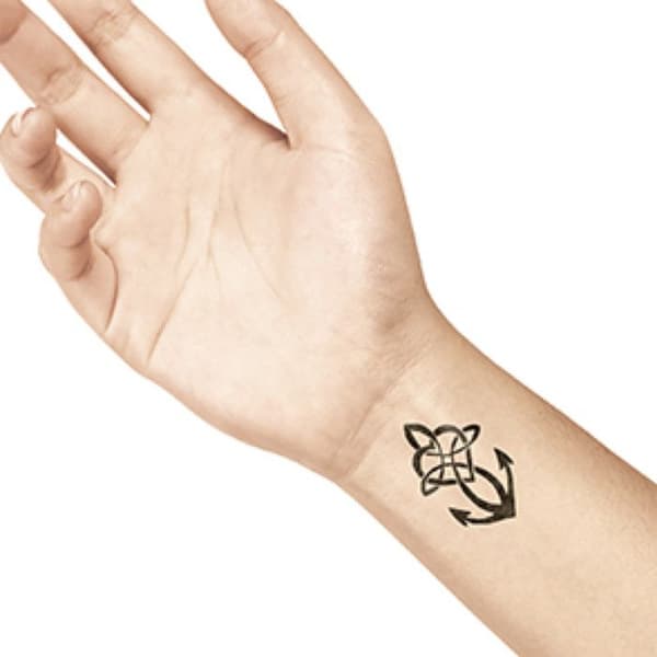 Tillfällig tatuering - LADOT - Anchor Love - Hypoallergen - Vattentät - Storlek Medium