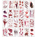 Miniatyrbild 2 av 5: Halloween tatuering, 24 ark tillfälliga ärrtatueringar - Halloween Zombie tillfälliga tatueringsklistermärken med falskt blod