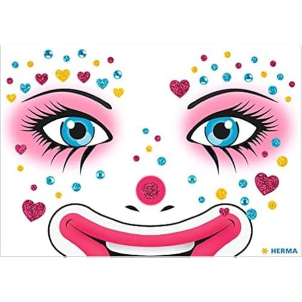 Face Sticker - HERMA - Clown Annie - Perfekt för Halloween - Födelsedagskalas - Finklänning