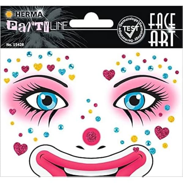 Face Sticker - HERMA - Clown Annie - Perfekt för Halloween - Födelsedagskalas - Finklänning