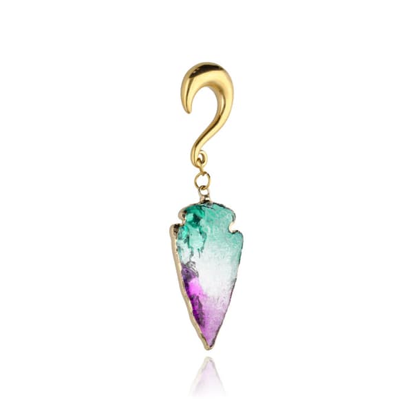 Öronvikt med grön-rosa - guld - PT-056 4 mm