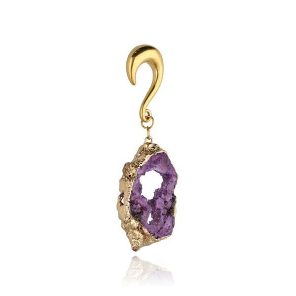 Purple Agate Öronvikt - Guld - PT-176 6mm
