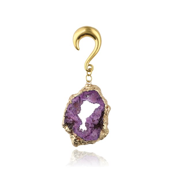 Purple Agate Öronvikt - Guld - PT-176 6mm