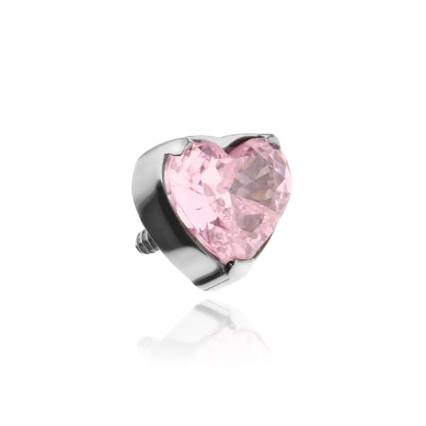 Titanhjärtmutter med rosa zirconia - silver - TNA-123 1,2 mm