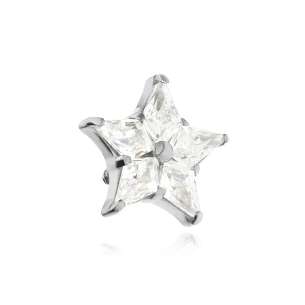 Titanium stjernemøtrik med hvid zirkon - sølv - TNA-120 1,2 mm
