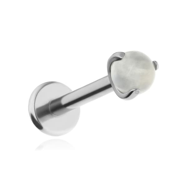 Titaaninen labret-korvakoru kuukivellä - hopea 1,2/6/3