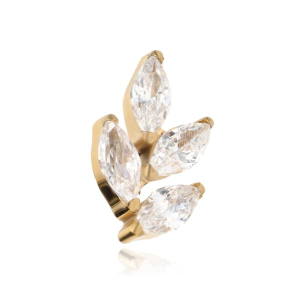 Titanbladmutter med vita zirkoner - guld - TNA-091 1,2 mm