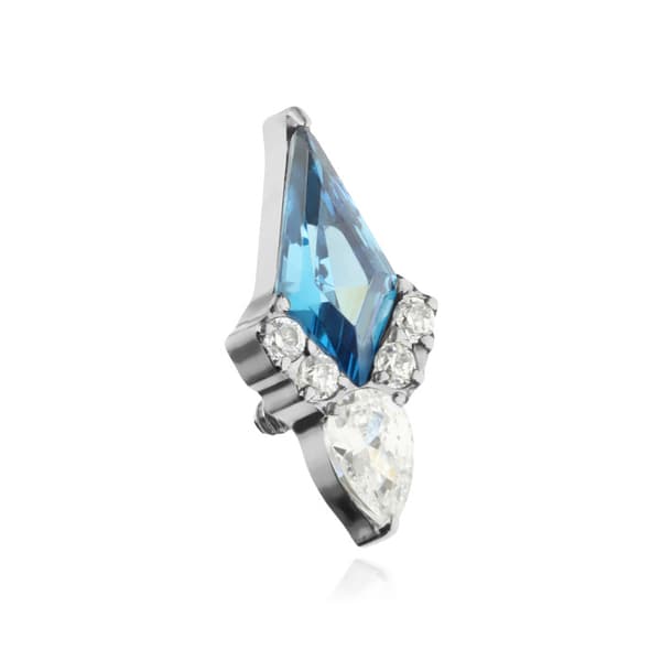 Titankeps med blå och vita zirkoner - silver - TNA-010 1,2 mm