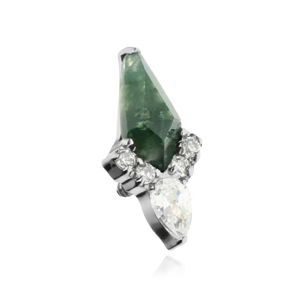 Titaaninen korkki sammahaatilla ja valkoisilla zirkoneilla - hopea - TNA-010 1,2 mm
