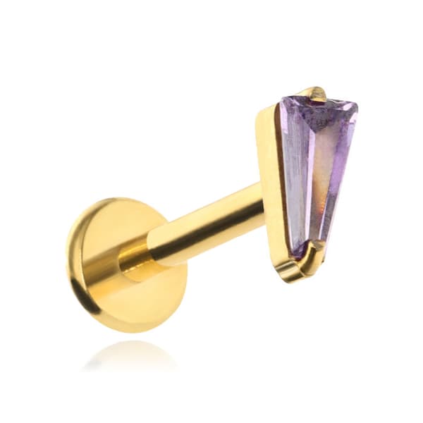 Titanium Labret -korvakoru purppuraisella kuutiometrillä zirkonia - kultaa