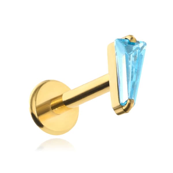 Titan Labret örhänge med blå cubic zirconia - guld