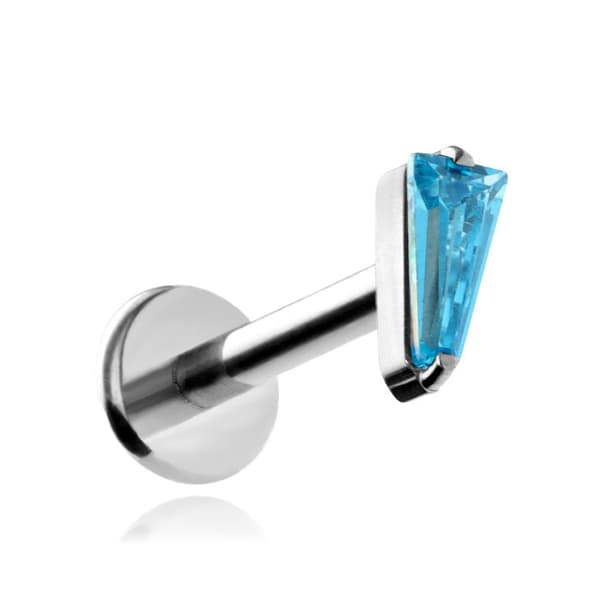 Titanium Labret -korvakoru sinisellä zirkonialla - hopea