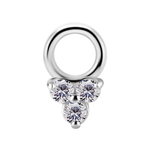 Charms - CoCr NF - trekant med hvide zirkoner - sølv - D-070 4,5 mm