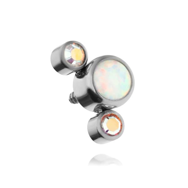Titaanihattu vaaleansinisellä opaalilla OP17 ja värikkäillä kiteillä - TNA-012 1,2 mm