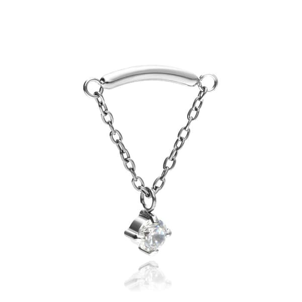 Titanlock med vit zirconia och kedja - silver - TNA-144 1,2 mm