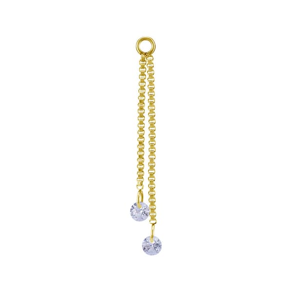 Berlockkedja med vita zirkoner - guld - D-071 30 mm