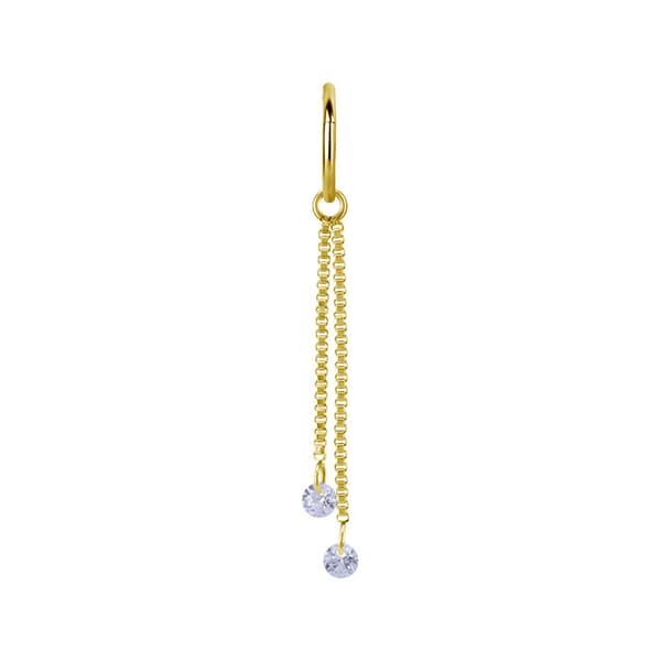 Berlockkedja med vita zirkoner - guld - D-071 30 mm