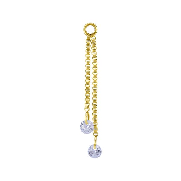 Berlockkedja med vita zirkoner - guld - D-071 30 mm