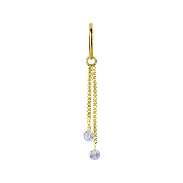 Berlockkedja med vita zirkoner - guld - D-071 30 mm