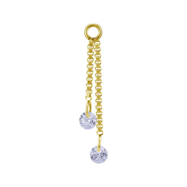 Berlockkedja med vita zirkoner - guld - D-071 30 mm