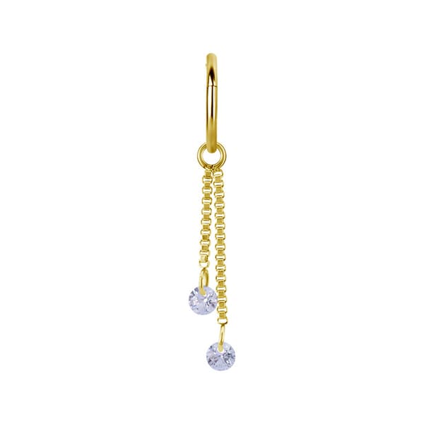 Berlockkedja med vita zirkoner - guld - D-071 30 mm