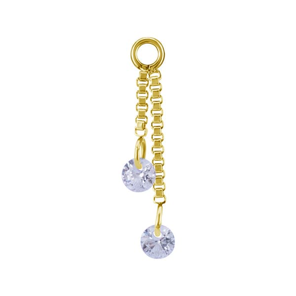 Berlockkedja med vita zirkoner - guld - D-071 30 mm