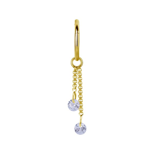 Berlockkedja med vita zirkoner - guld - D-071 30 mm