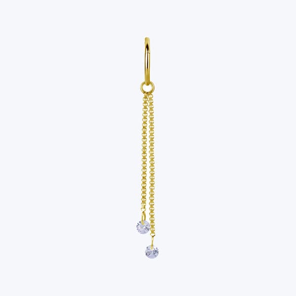 Berlockkedja med vita zirkoner - guld - D-071 30 mm