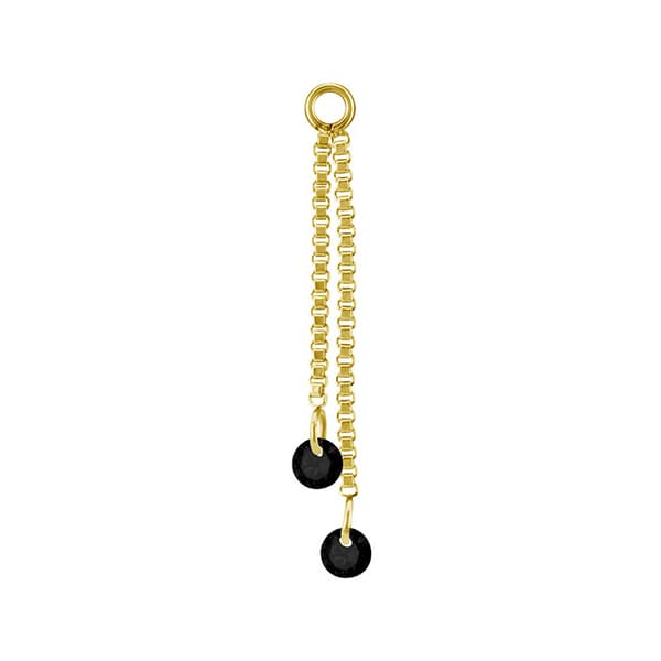 Charmkæde med sorte zirkoner - guld - D-071 10 mm