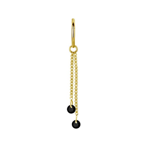 Charmkæde med sorte zirkoner - guld - D-071 10 mm