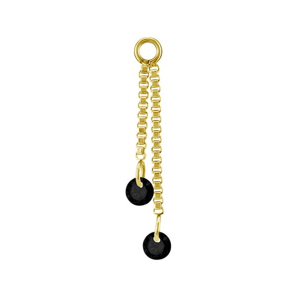 Charmkæde med sorte zirkoner - guld - D-071 10 mm
