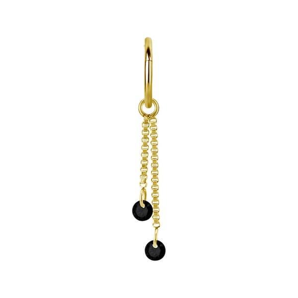 Charmkæde med sorte zirkoner - guld - D-071 10 mm