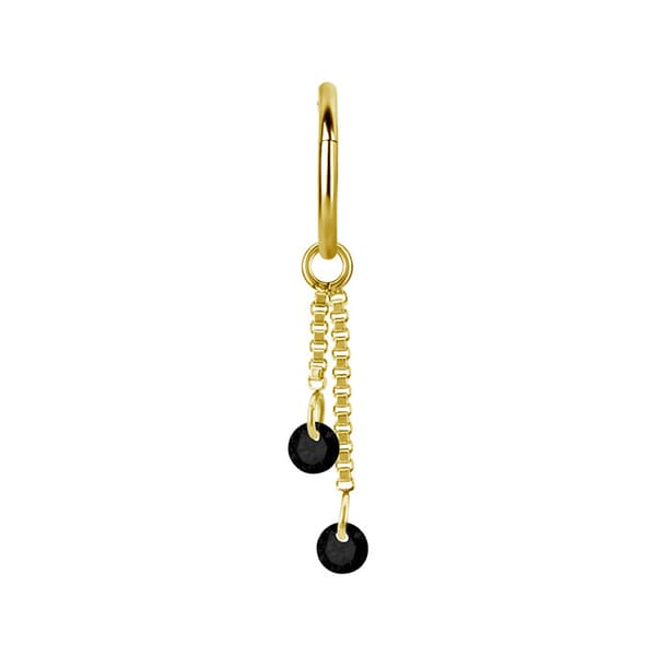 Charmkæde med sorte zirkoner - guld - D-071 10 mm