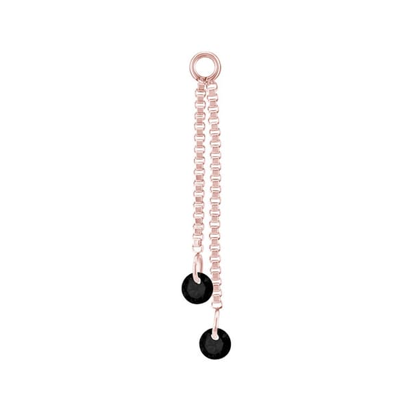 Charm ketju mustilla zirkoneilla - ruusukulta - D-071 20 mm