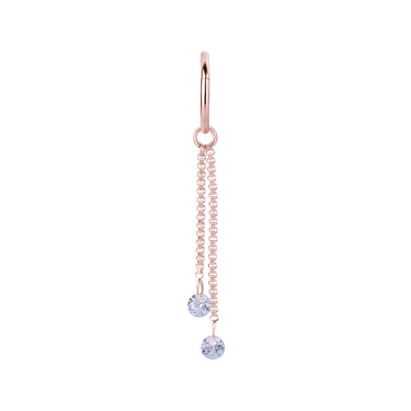 Charmkæde med hvide zirkoner - rosa guld - D-071 30 mm