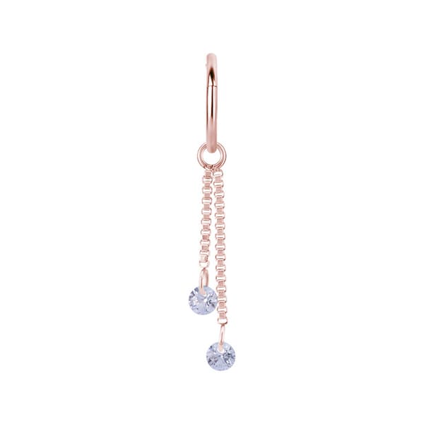 Charmkæde med hvide zirkoner - rosa guld - D-071 30 mm