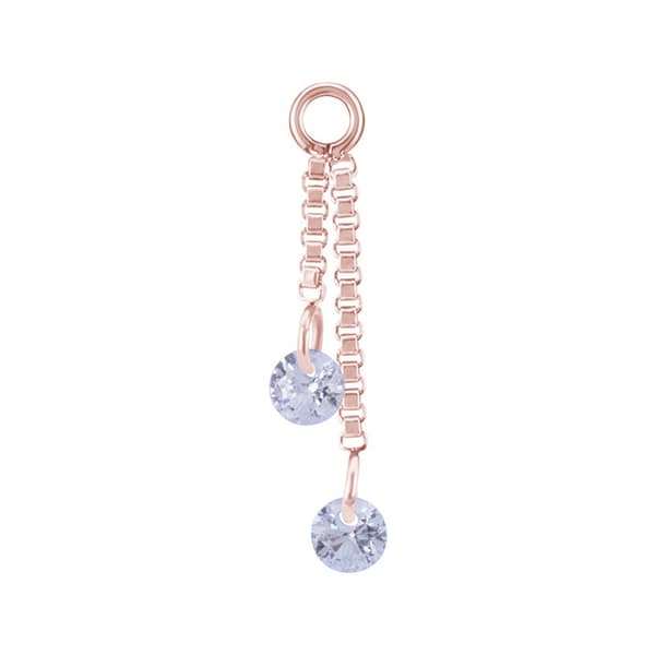 Charmkæde med hvide zirkoner - rosa guld - D-071 30 mm