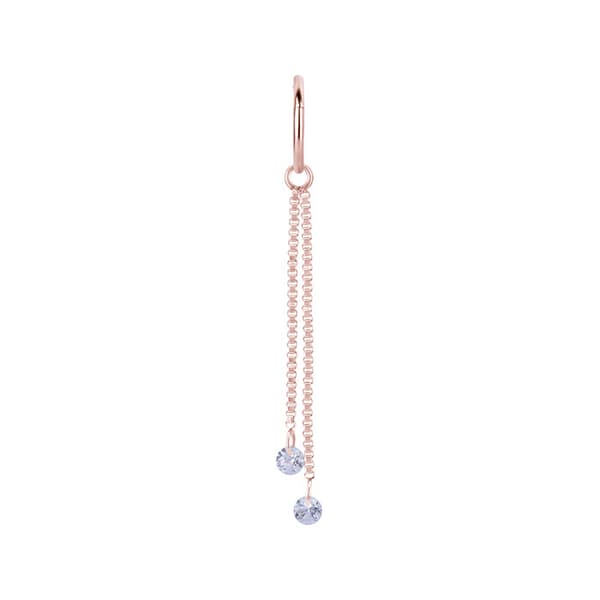 Charmkæde med hvide zirkoner - rosa guld - D-071 30 mm