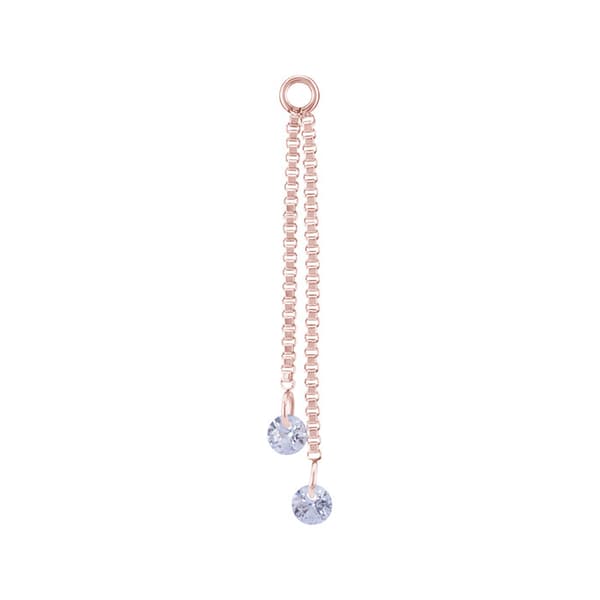 Berlockkedja med vita zirkoner - roséguld - D-071 15 mm